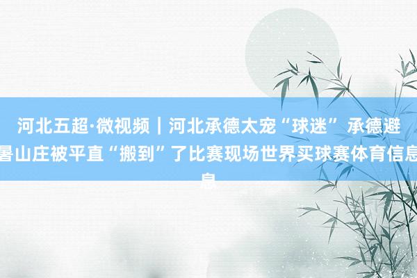 河北五超·微视频｜河北承德太宠“球迷” 承德避暑山庄被平直“搬到”了比赛现场世界买球赛体育信息